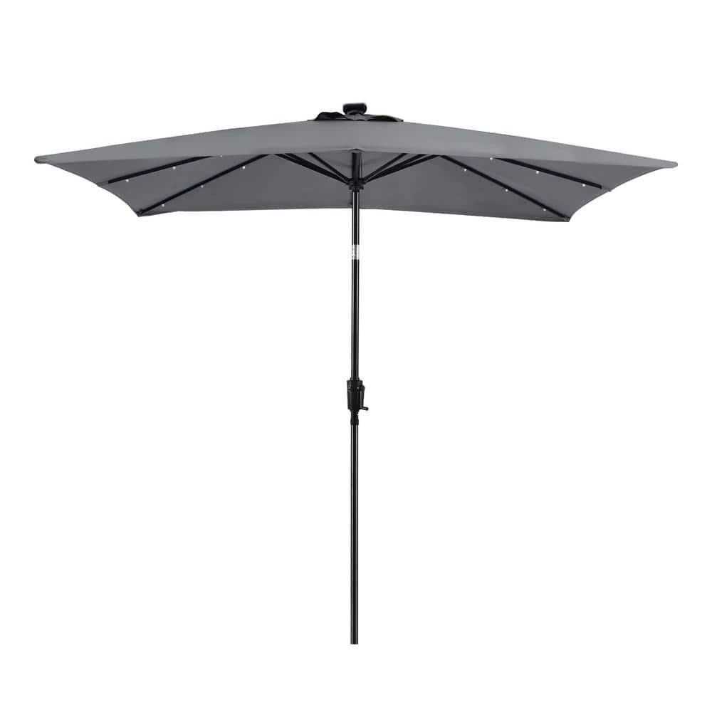 9 ft. x 7 ft. Rectangular Solar Lighted Market Patio Umbrella in Grey price history on PriceWatchPro