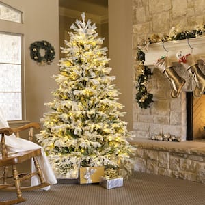 6 ft. Green Pre-Lit Christmas Tree Hinged Xmas Tree with Warm White LED lights