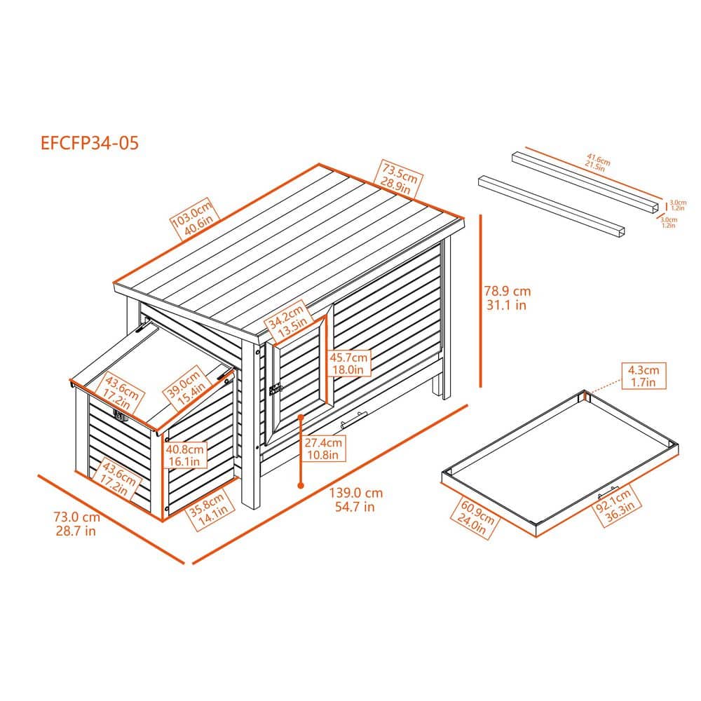 Gray and White ECOFLEX Outdoor Chicken Coop with Removable Tray