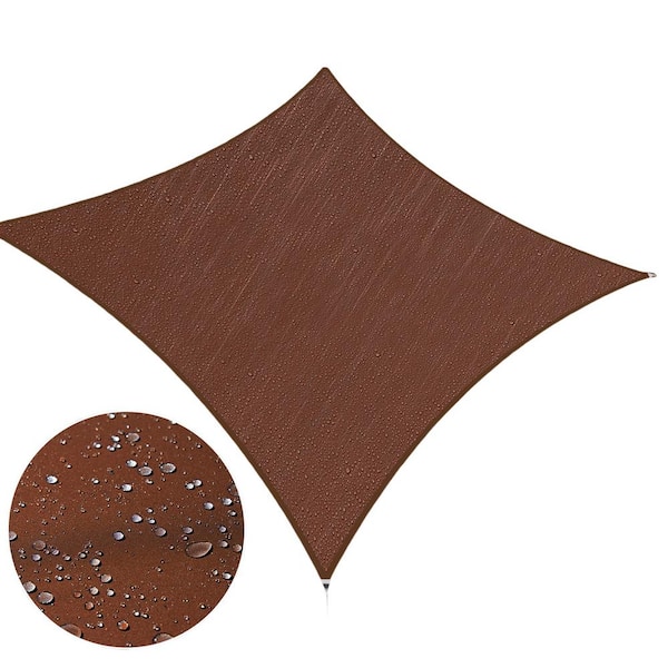 ROYAL SHADE Waterproof 9.5 ft. x 9.5 ft. Square Shade Sail - Brown