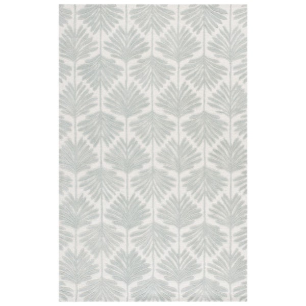Jardin 4 ft. x 6 ft. Gray Geometric Ferns Area Rug