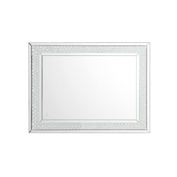 Unbranded Timeless Home 36 in. W x 48 in. H Contemporary Rectangular Iron Framed LED Wall Bathroom Vanity Mirror in Clear Mirror