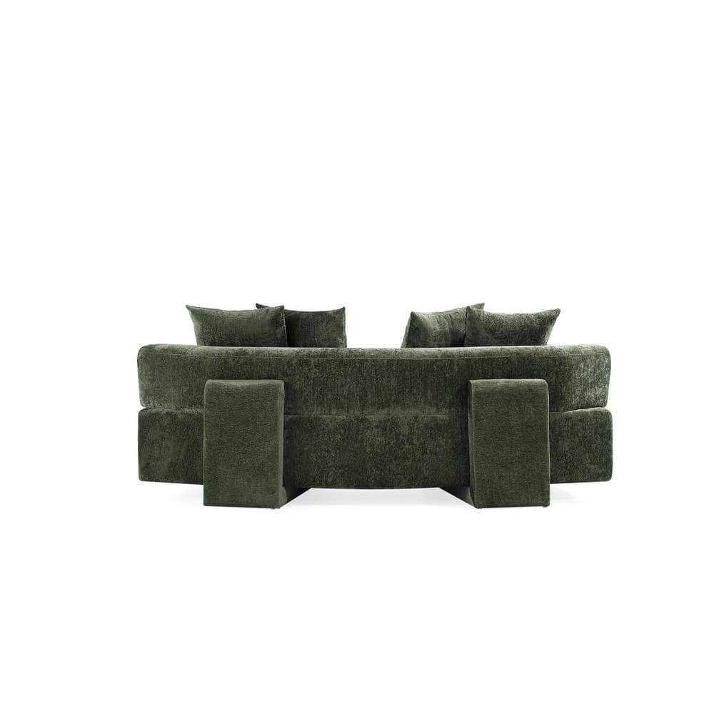 Olive Green Chenille Upholstered 2-Piece Sofa Set