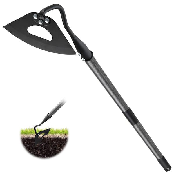 55 in. Metal Garden Hoe, Hardened Hollow Hoe with Long Handle for Weeding, Loosening Soil, Digging and Planting, Black