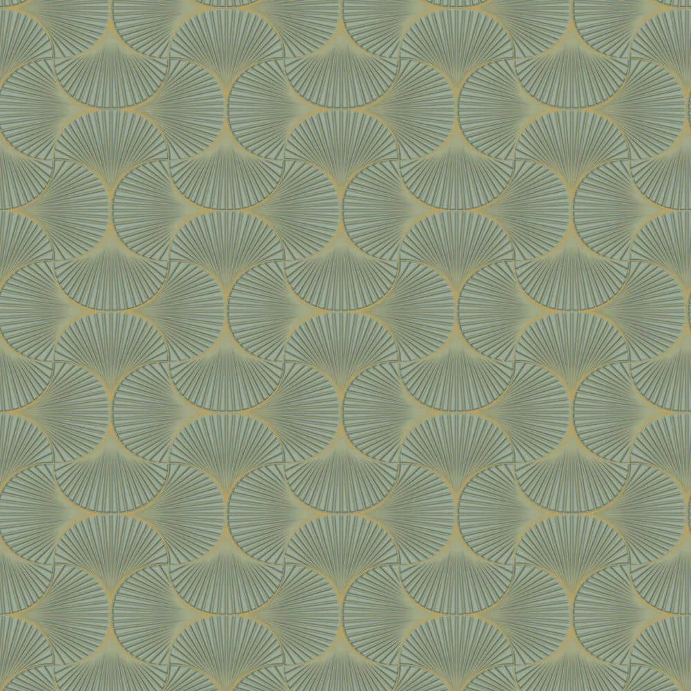 Tempaper Metallic Green Agate Gilded Scallop Unpasted Wallpaper Roll (Covers 56 sq. ft.)