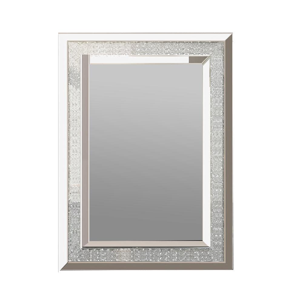 Silver 24 in. W x 36 in. Modern Rectangular Wall Mirror for