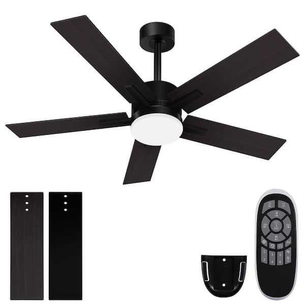 BICIK 60 in. Indoor/Covered Outdoor Black Modern Adjustable Color Temperature Ceiling Fan Light with Remote