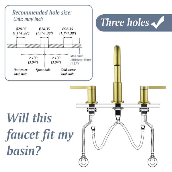 8 in. Widespread Bathroom Faucet 3 Holes 2-Handle Bathroom Faucet in Brushed Nickle