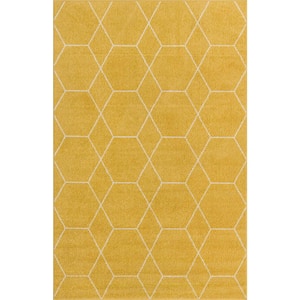 Trellis Frieze Yellow/Ivory 5 ft. x 8 ft. Geometric Area Rug