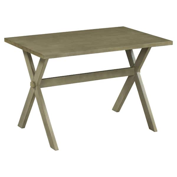 Donason 45.5 in. Rectangle Green Rustic Wood Top with x-shape Legs(Seat 4)