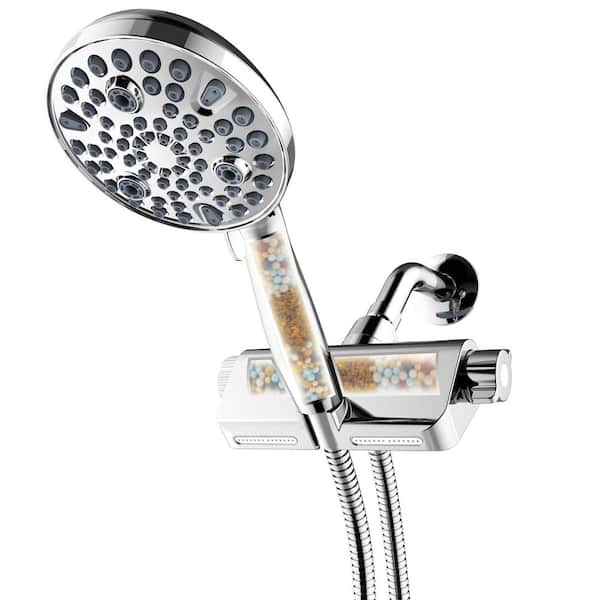Filtered 10-spray 5 in. Wall Mount Dual Shower Head and Handheld Shower Head 1.8 GPM in Satin Nickel