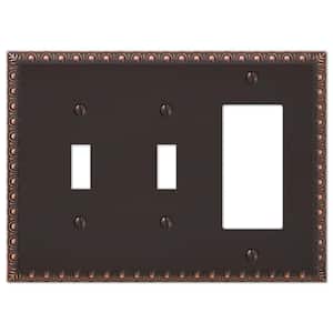 Antiquity 3 Gang 2-Toggle and 1-Rocker Metal Wall Plate - Aged Bronze