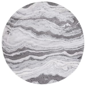 Craft Gray 7 ft. x 7 ft. Marbled Abstract Round Area Rug