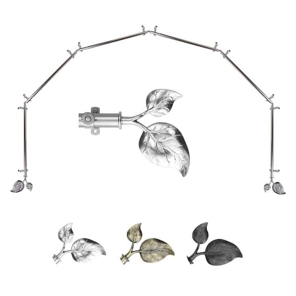 EMOH 13/16" Dia Adjustable 6-Sided Bay Window Curtain Rod 28 to 48" (each side) with Botany Finials in Satin Nickel