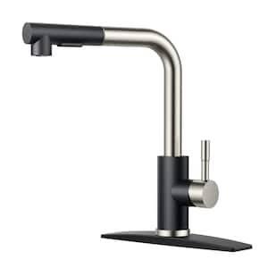 Single Handle Kitchen Sink Faucet with Pull Down Sprayer Kitchen Faucet in Black Nickel