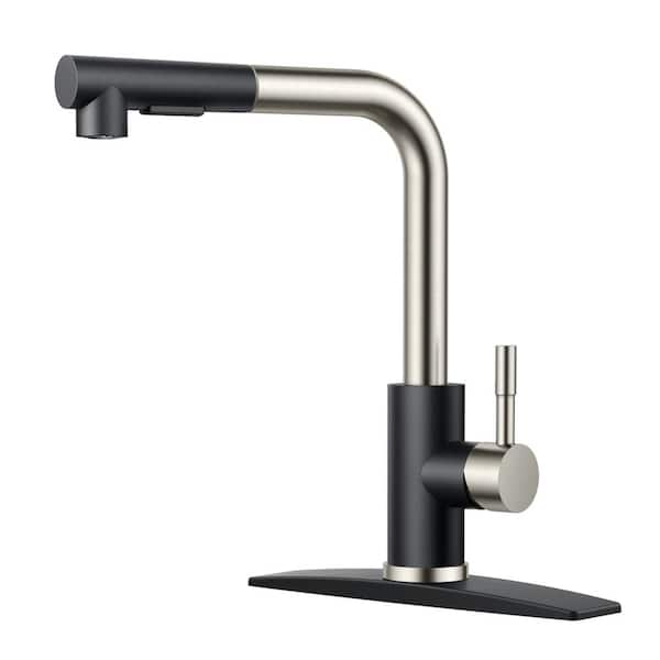 FORIOUS Single Handle Kitchen Sink Faucet with Pull Down Sprayer Kitchen Faucet in Black Nickel