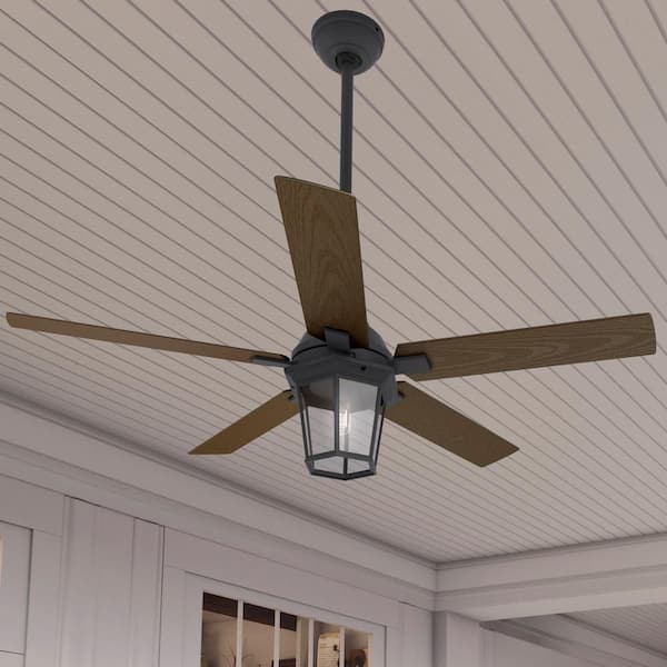 Hunter Candle Bay 52 in. Indoor/Outdoor Natural Iron Ceiling Fan with Light Kit and Remote