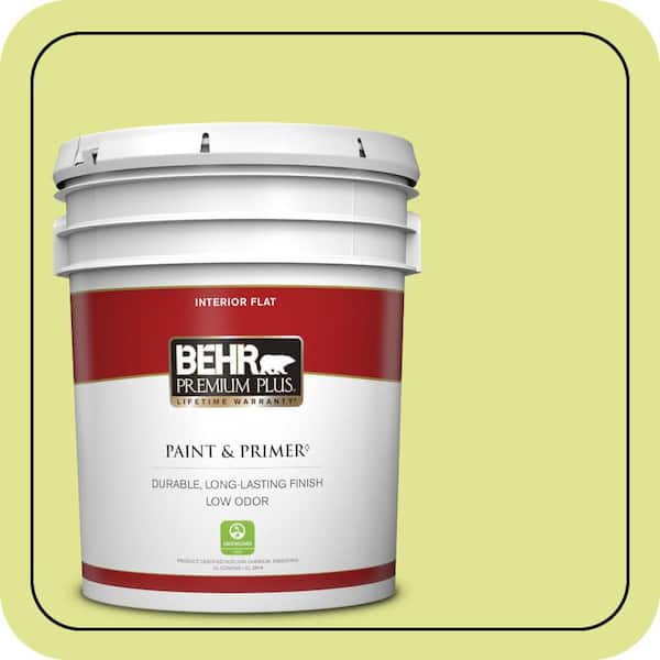BEHR PREMIUM PLUS 5 gal. #410A-3 Honeydew Flat Low Odor Interior Paint & Primer