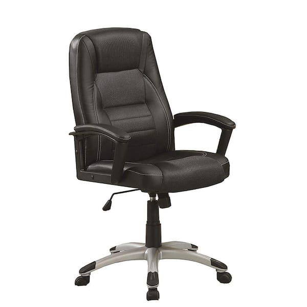 Coaster 27 in. Width Big and Tall Black Faux Leather Executive Chair with Adjustable Height