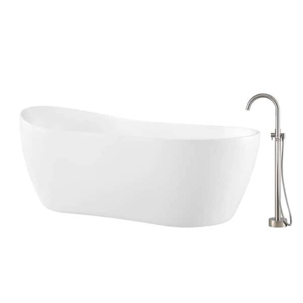 Isaac 58 in. Acrylic Slipper Flatbottom Non-Whirlpool Bathtub in White Isaac 58 in. Acrylic Slipper Flatbottom Non-Whirlpool Bathtub in White
