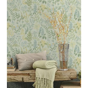 Floral Sprig Blue Non-Pasted Wallpaper (Covers 56 sq. ft.)
