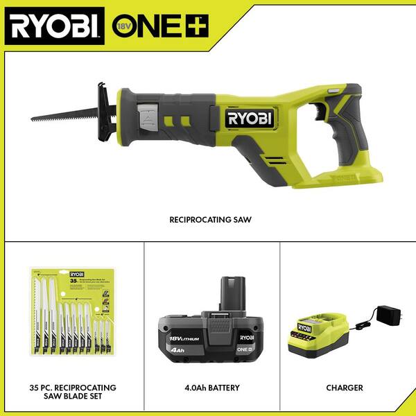RYOBI ONE+ 18V Cordless Reciprocating Saw Kit With 4.0Ah Battery & Charger
