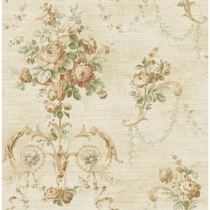 Casa Mia Floral Tapestry Cream, Beige, Green Paper Non Pasted Strippable Wallpaper Roll (Cover 56.05 sq. ft.)