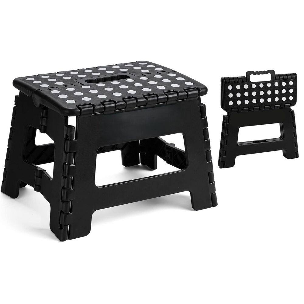 11.2 in. Reach Folding Step Stool Non-Slip Portable Handle Plastic Black for Adults and Kids Ideal for Kitchen and More price history on PriceWatchPro