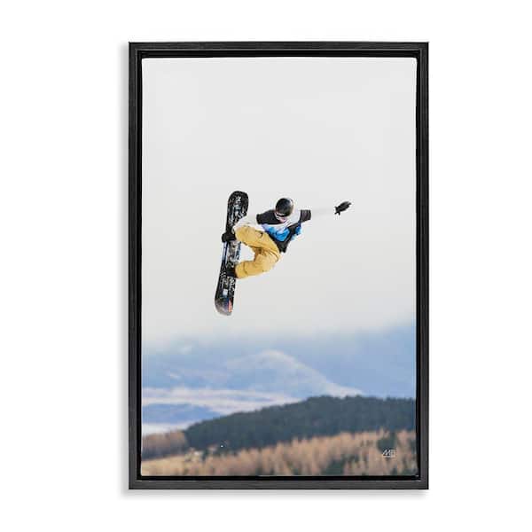 Stupell Industries Catching Air Snowboarder by Max Blakesberg Studios Black Floater Frame Sports Graphic Art Print 31 in. x 21 in.