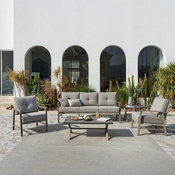 CikaCika Brown 4-Piece Woven Rope Aluminum Patio Conversation