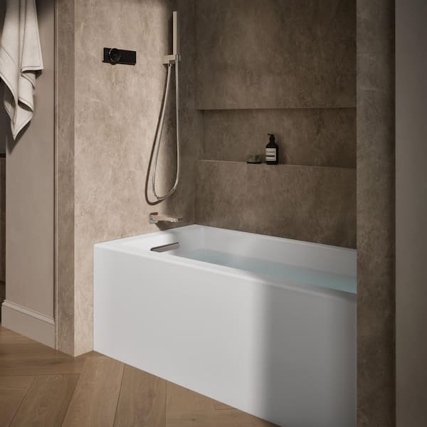 Underscore 60 in. x 30 in. Soaking Bathtub with Left-Hand Drain in White