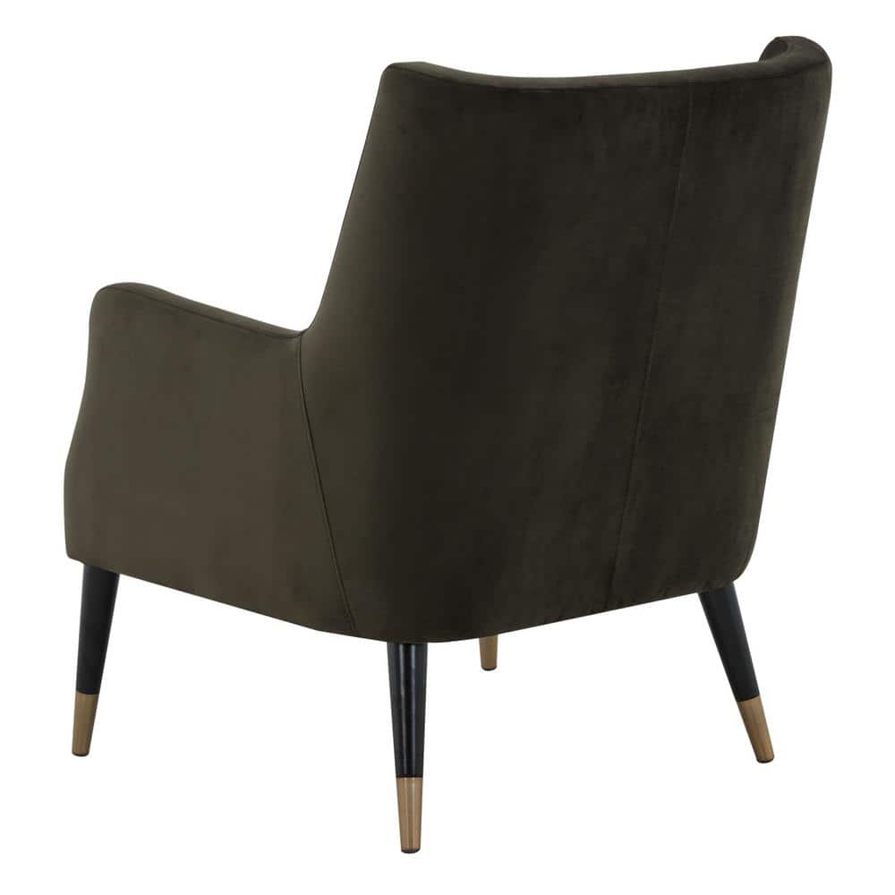 Black Velvet Transitional Arm Chair with Wood Legs