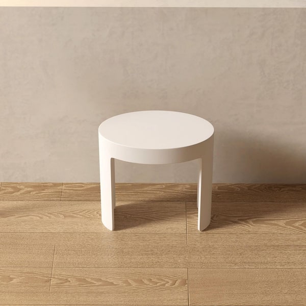 Nexon 17 in. x 10 in. Freestanding Solid Surface Shower Stool Vanity Seat in Matte White