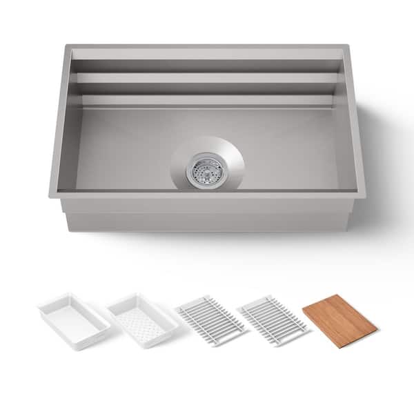 Prolific Undermount Stainless Steel 29 in. L Single Bowl Kitchen Sink