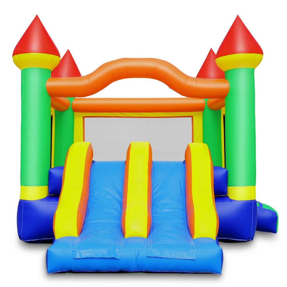 Mega Party Bounce House with Double Slide in Multicolor PVC