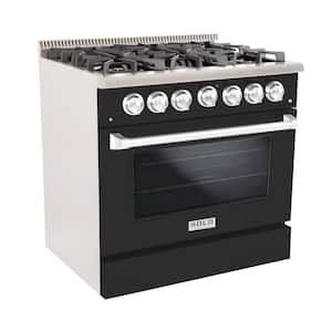 Hallman 36 in. 6 Burner, Freestanding, Dual Fuel Range with Natural Gas  Stove and Electric Oven, Gold with Gold Trim HBRDF36GDGD - The Home Depot