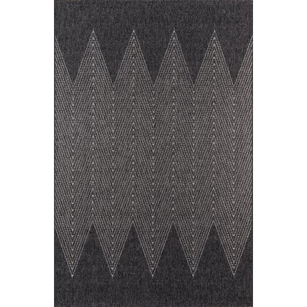 Como Charcoal 2 ft. 7 in. X 7 ft. 6 in. Indoor/Outdoor Runner Rug
