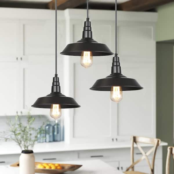 Lnc 1 Light Black Modern Industrial Farmhouse Pendant With Metal Shade 3 Pack Barn Ceiling Chandelier Ruvyhd1070916 Barn Ceiling Chandelier Pendant Light, Cottage Style Ceiling Lamp Shades