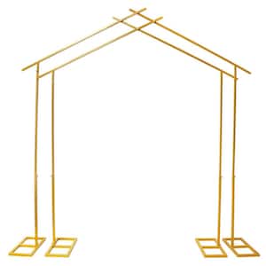 102.36 in. x 82.67 in. Gold Metal Backdrop Stand Arch Double Tube Arbor