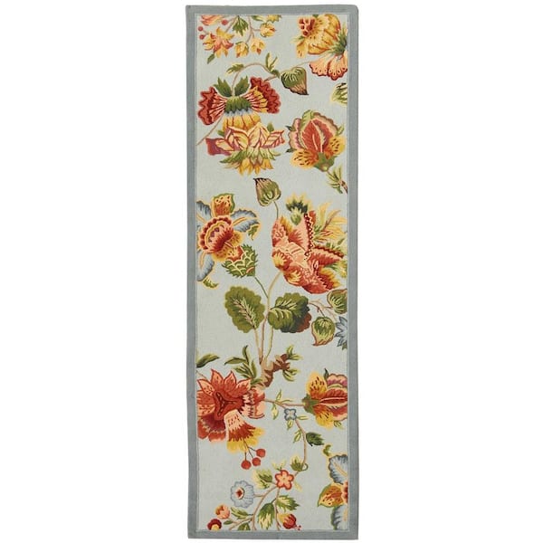 SAFAVIEH Chelsea Light Blue 3 ft. x 10 ft. Floral Gradient Solid Runner Rug