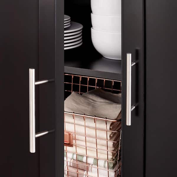 StyleWell Glenville Black Rolling Kitchen Cart with Butcher Block Top,  Double-Drawer Storage, and Open Shelves (36 W) SK17787Cr2-CBB - The Home  Depot