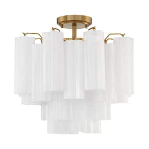 Addis 17.75 in. 4-Light Aged Brass Flush Mount