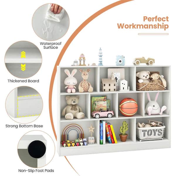 Costway 41 in. Tall White Engineered Wood 10-Shelf Standard