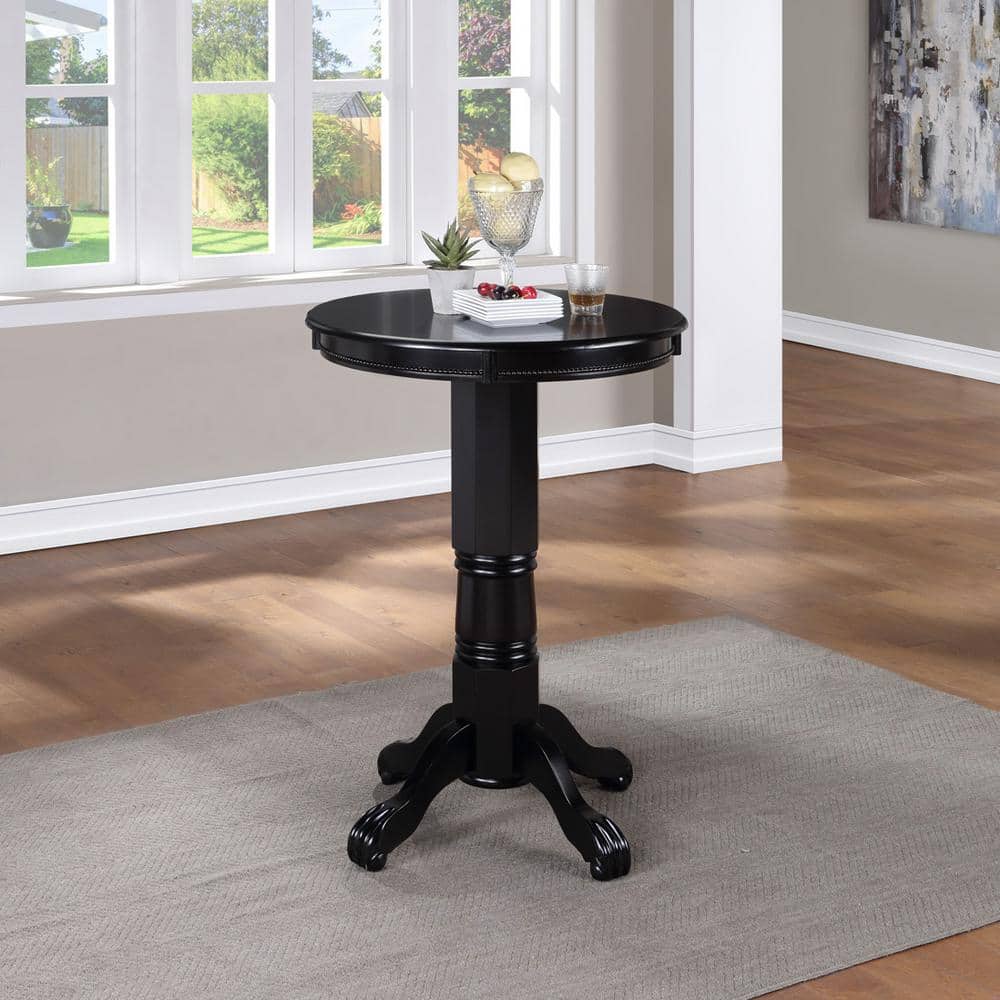 Florence Black Round Wood Bar Height Pub Table