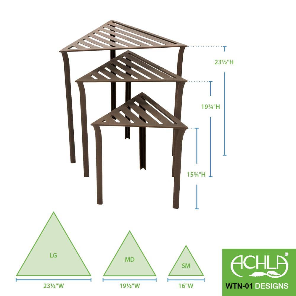 Bronze Triangular Metal Nesting Tables Set of 3