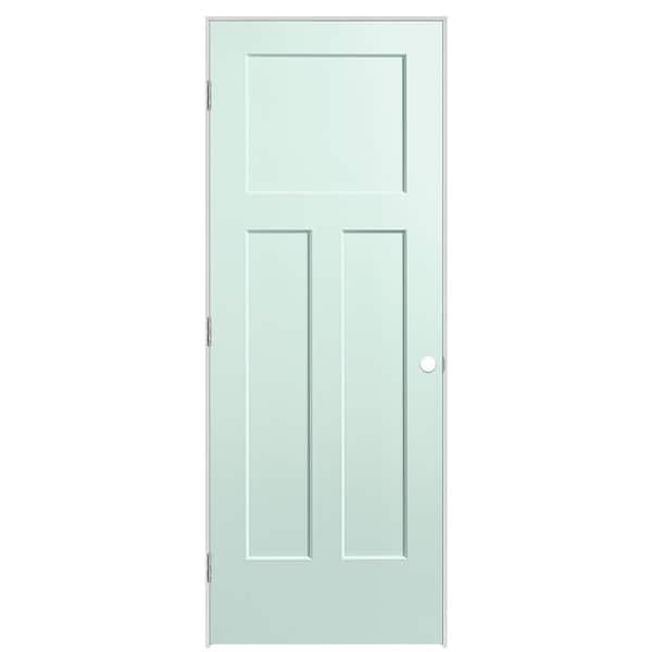 Masonite 30 in. x 80 in. 3-Panel Winslow Right-Hand Solid Core Sea Glass Molded Composite Single Prehung Interior Door