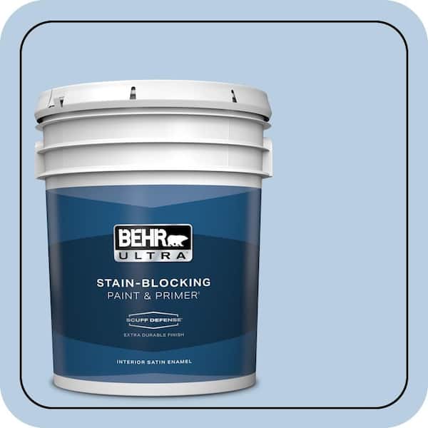 BEHR ULTRA 5 gal. #580C-3 Impressionist Sky Extra Durable Satin Enamel Interior Paint & Primer