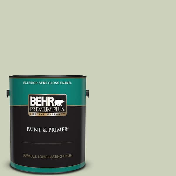 BEHR PREMIUM PLUS 1 gal. #PPU10-09 Chinese Jade Semi-Gloss Enamel Exterior Paint & Primer