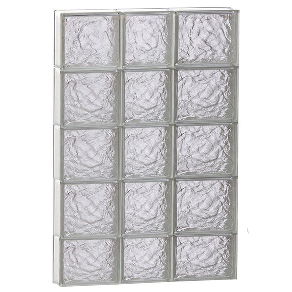 Clearly Secure 21.25 in. x 36.75 in. x 3.125 in. Frameless Non-Vented Ice Pattern Glass Block Window