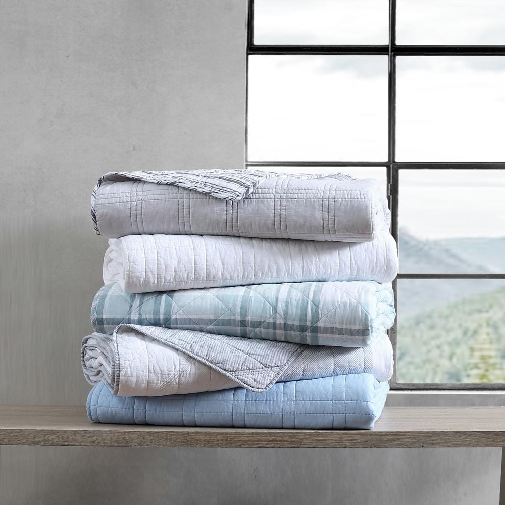 Gray Twin Cotton Reversible Quilt Set with Sham